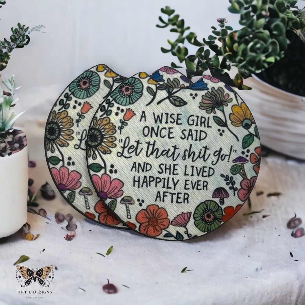 🎄 A Wise Girl Floral Car Coaster Set | Car Accessories